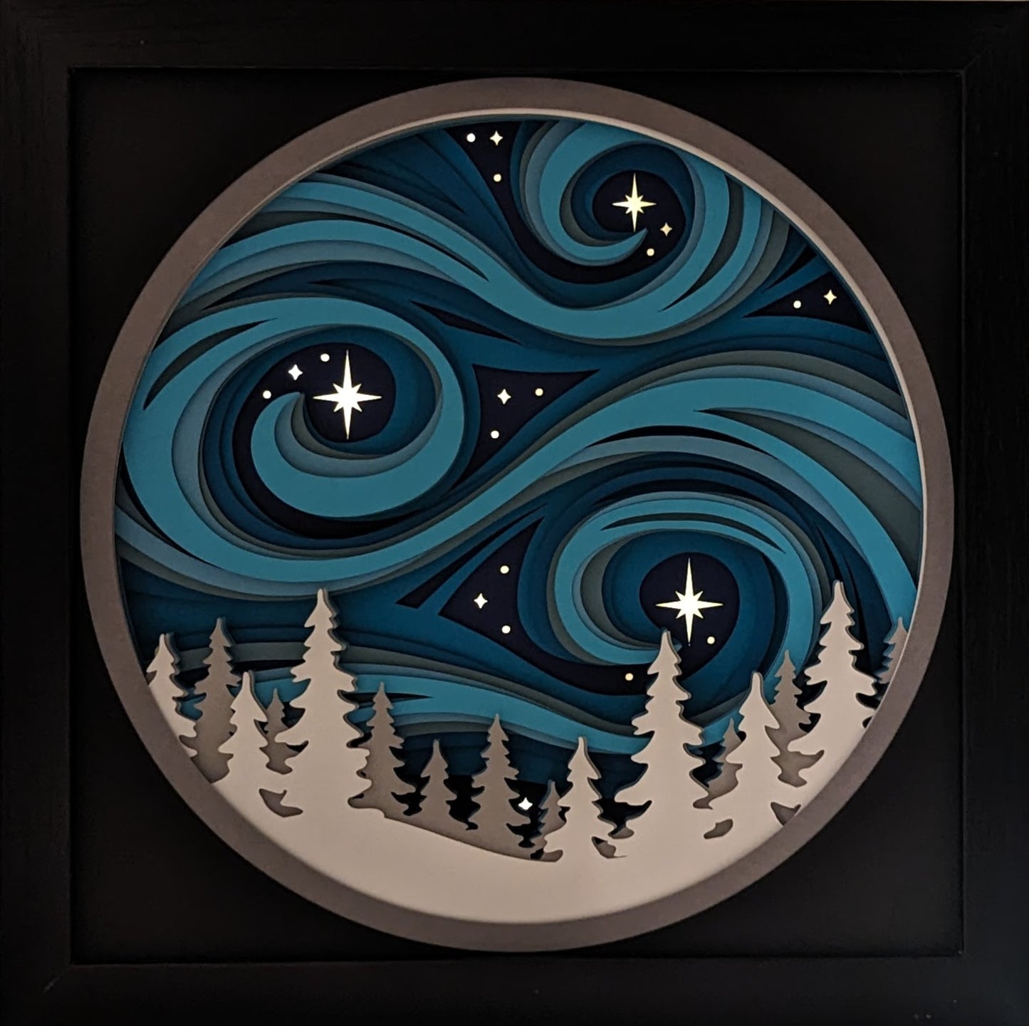 Wintery Night Shadow Box